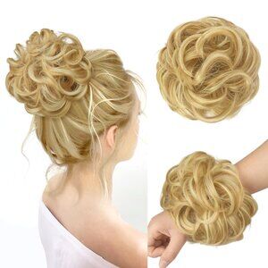 New FESHFEN Messy Bun Hair Pieces - Large Wavy Curly